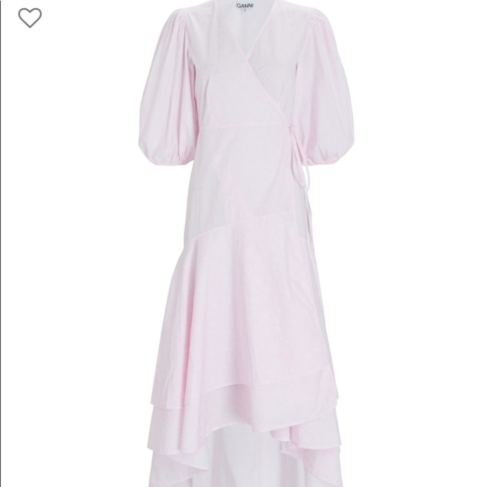 GANNI Poplin Puff Sleeve Wrap Dress six XS/S